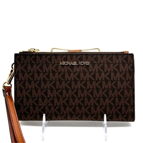 Michael Kors Double Zip Wallet Wristlet Brown Leather (NWT) - Picture 2 of 7